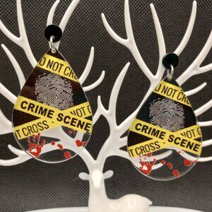 Crime Scene DO NOT CROSS Tape Earrings True Crime Serial Killer Murder